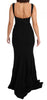 Black Stretch Crystal Fit Flare Gown Dress