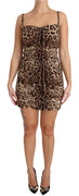 Brown Leopard Silk Sheath Bodycon Dress