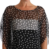 Black Silk Poncho Tunic Polka Dot Dress