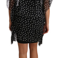 Black Silk Poncho Tunic Polka Dot Dress