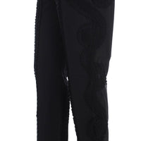 Black Cotton Stretch Torero Capris Pants