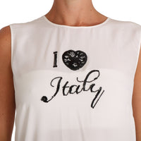 White Silk I LOVE ITALY Cami T-shirt