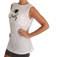 White Silk I LOVE ITALY Cami T-shirt