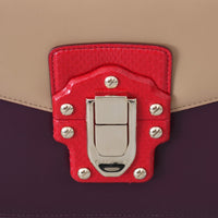 Purple Beige Red Leather Crossbody LUCIA Purse