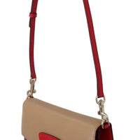 Purple Beige Red Leather Crossbody LUCIA Purse