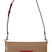 Purple Beige Red Leather Crossbody LUCIA Purse