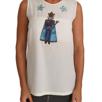 White Silk Crystal Sequined Fairy T-shirt