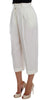 White Dress Wool Capri High Waist Pants