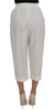 White Dress Wool Capri High Waist Pants