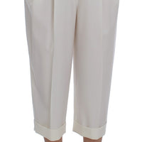 White Dress Wool Capri High Waist Pants