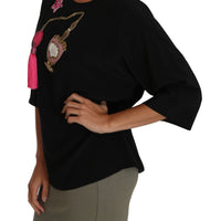 Black Silk Fairy Tale Top Crystal Blouse T-shirt