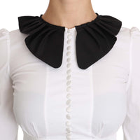 White Collar Cotton Longsleeve Blouse Top