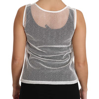 White Net  Transparent Sleeveless Tank Top