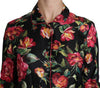 Black Rose Longsleeve Silk Floral Print Top