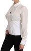 White Silk Ruffle Shirt Top Longsleeved Shirt