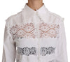 White Frill Lace Inset Poplin Tops Blouse Shirt