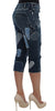 Stretch Blue Patchwork Jeans Shorts