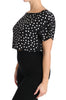 Black Polka Dotted Silk Cropped Top