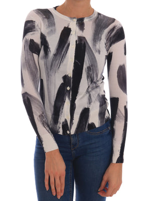 Cardigan Lightweight Silk Paint Stroke Sweater