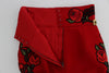 Red Silk Roses Crystal Mini Shorts