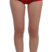 Red Silk Roses Crystal Mini Shorts