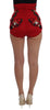 Red Silk Crystal Roses Shorts