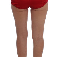 Red Silk Crystal Roses Shorts