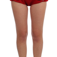 Red Silk Crystal Roses Shorts