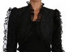 Black Ruffled Crop Brocade Bolero Jacket