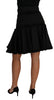 A-Line Black Fringes Pleated Skirt