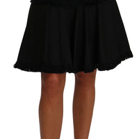 A-Line Black Fringes Pleated Skirt