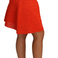 Orange Knitted Raffia A-Line Rayon Skirt