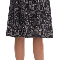 Black Jazz Cotton Stretch High Waist Skirt