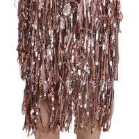 Sequin Embellished Fringe Midi Pencil Skirt