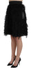 Black Fringe Metallic Mini A-line Skirt