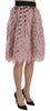 Pink Gold Fringe Metallic Pencil A-line Skirt