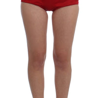 Red Silk Crystal Roses Shorts