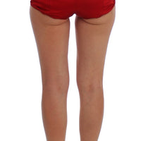 Red Silk Crystal Roses Shorts