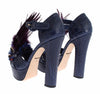 Blue Caiman Crocodile Leather Crystal Shoes