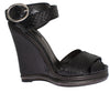 Black Python Snakeskin Platform Wedges