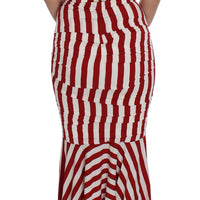 Red White Silk Stretch Dress