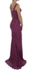 Purple Floral Lace Ricamo Maxi Dress