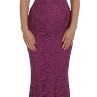 Purple Floral Lace Ricamo Maxi Dress