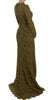 Olive Green Floral Lace Ricamo Maxi Dress