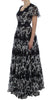 Black Silk Floral Lace Ricamo Ball Maxi Dress