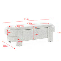 Upholstered Bench with Large Storage Space, Grey 51.5''x20.5''x 17''