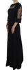 Black Ricamo Wool Stretch Maxi Dress