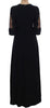 Black Ricamo Wool Stretch Maxi Dress