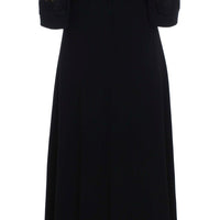 Black Ricamo Wool Stretch Maxi Dress