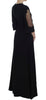 Black Ricamo Wool Stretch Maxi Dress